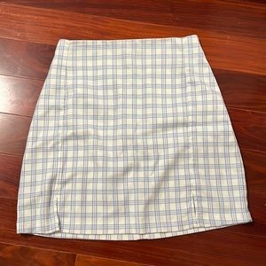 Brandy Melville Blue and White Plaid Mini Skirt